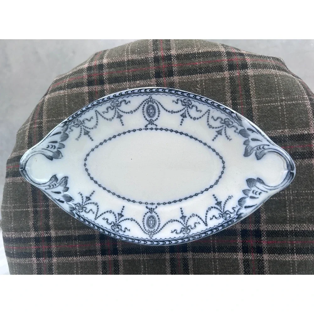 Flow Blue Wood & Sons Adams Gravy Boat and Underplate